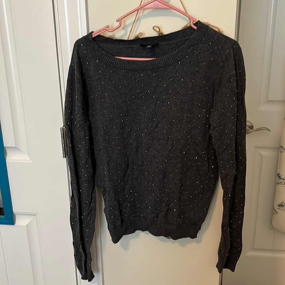 Used The Limited gray sweater with tiny shiny studs. Size M.